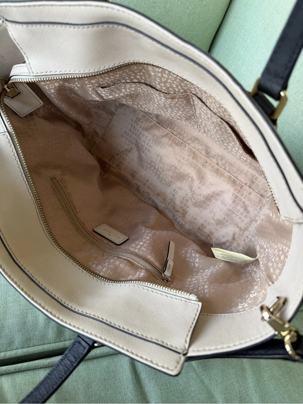 kate spade Two-Tone Cream and Black Saffiano Satchel